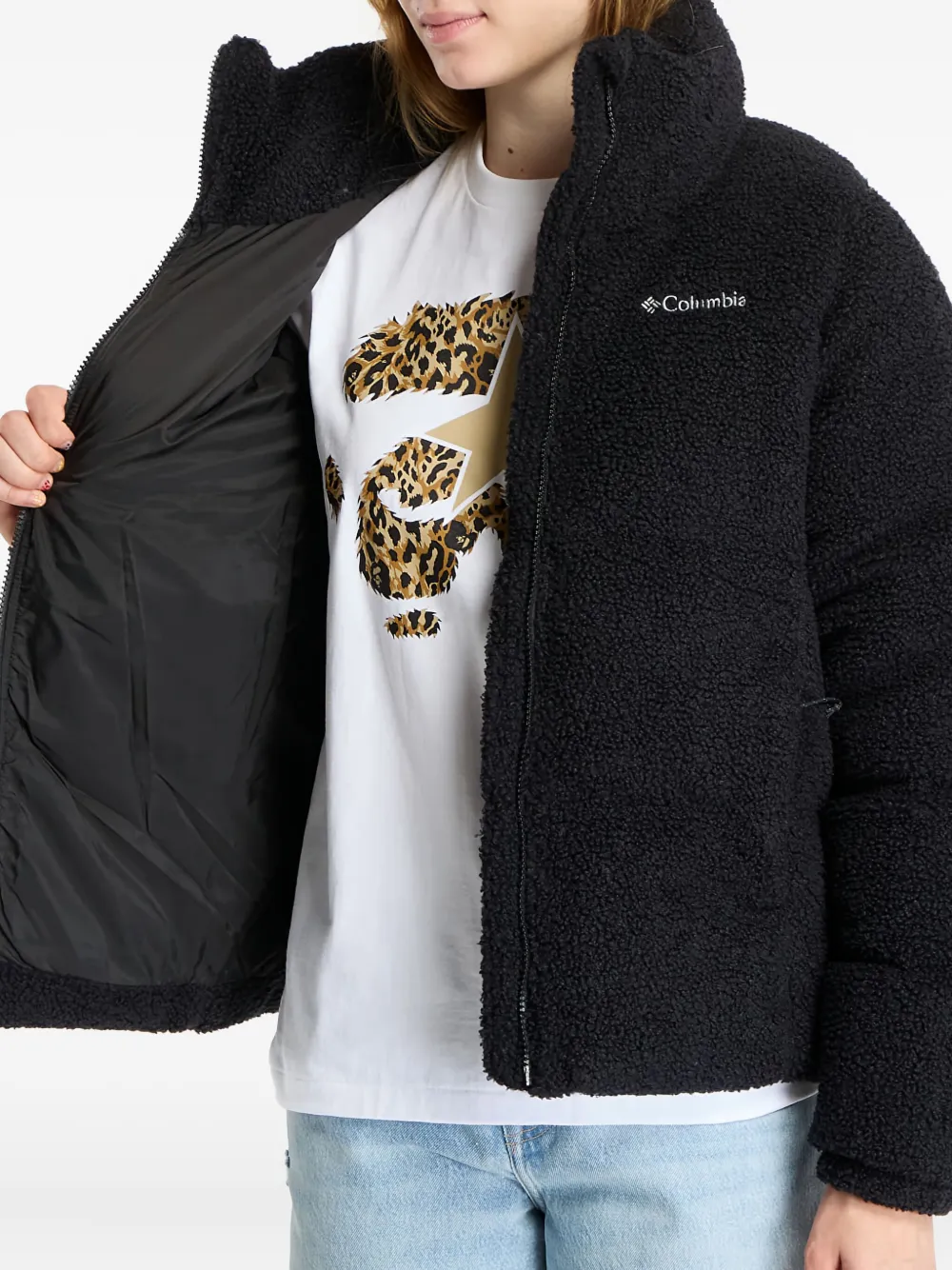 Columbia Sherpa-effect Puffer Jacket In Black