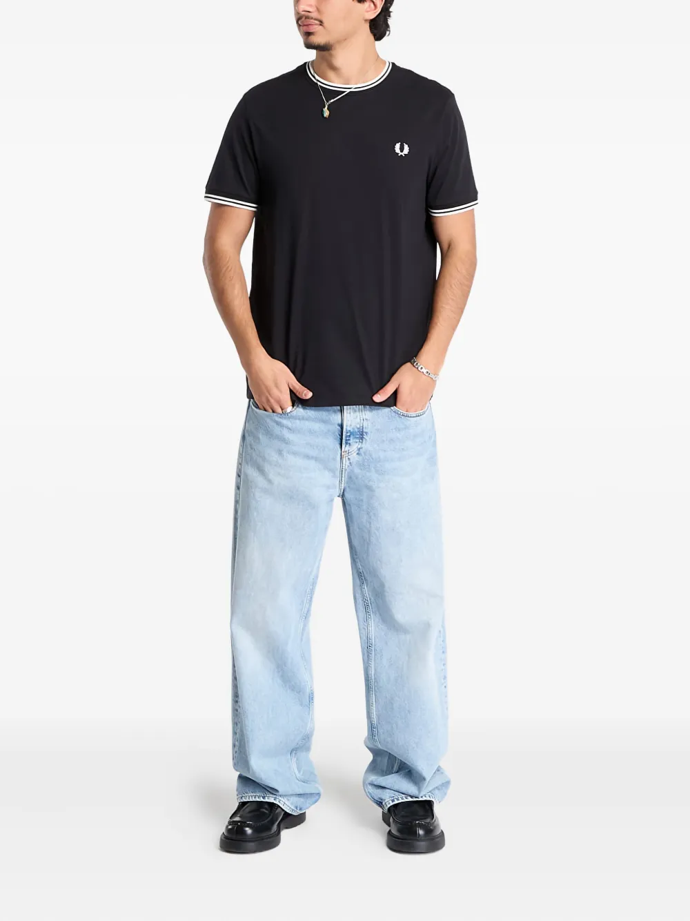 Fred Perry tipped twin cotton T-shirt - Zwart