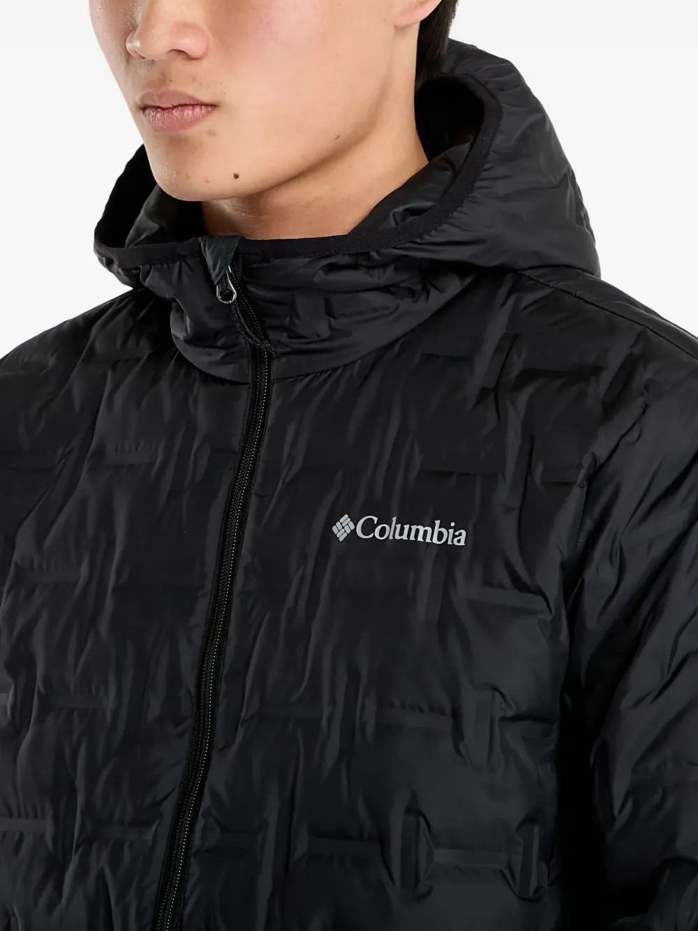 Columbia x Delta Ridge II jack met geometrisch patroon en capuchon Zwart