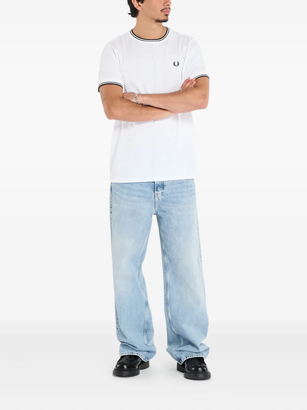 Fred Perry tipped twin cotton T-Shirt - Wit