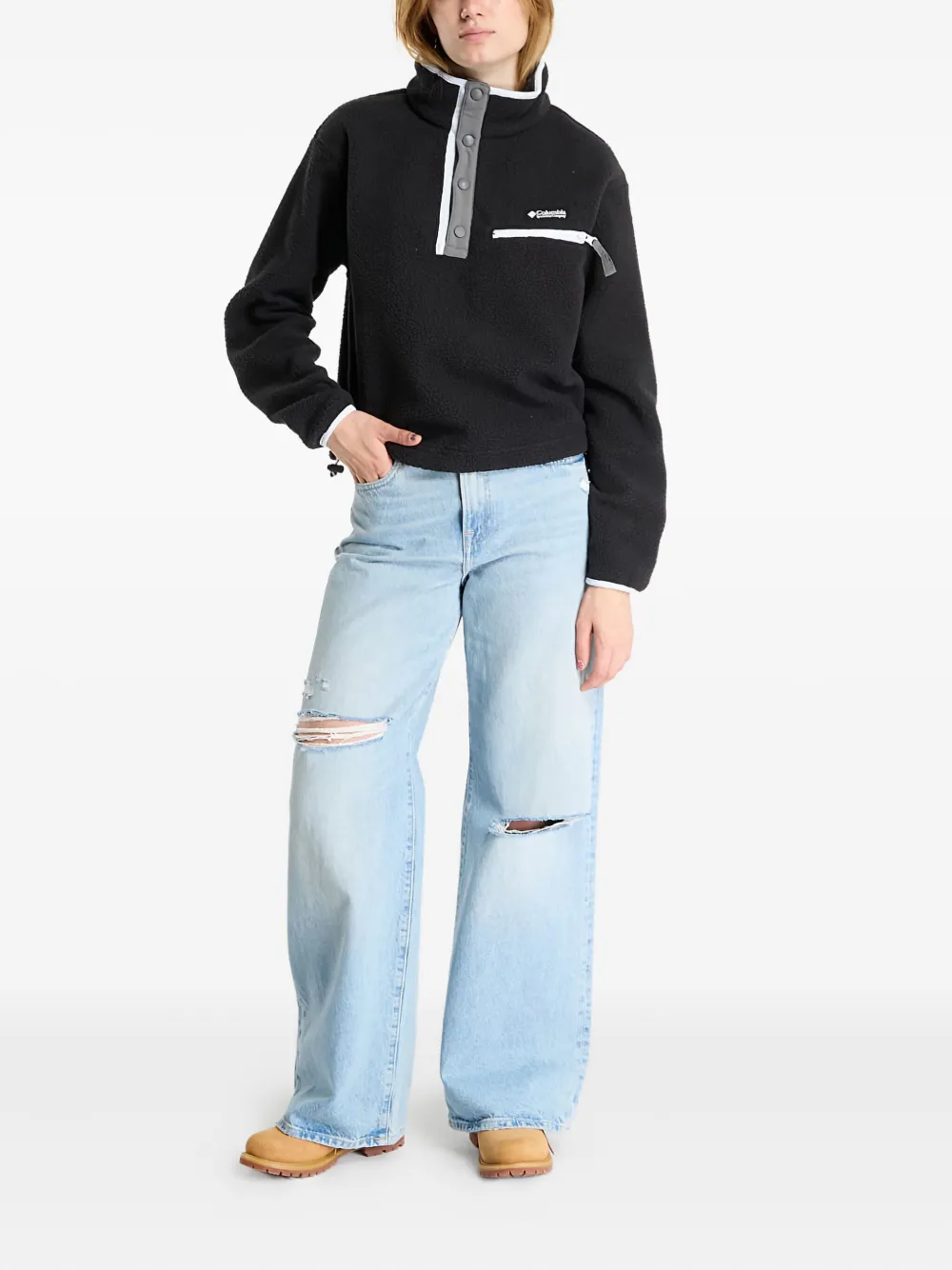 Columbia Half Snap Helvetia™ Ii Fleece Texture Top In Black