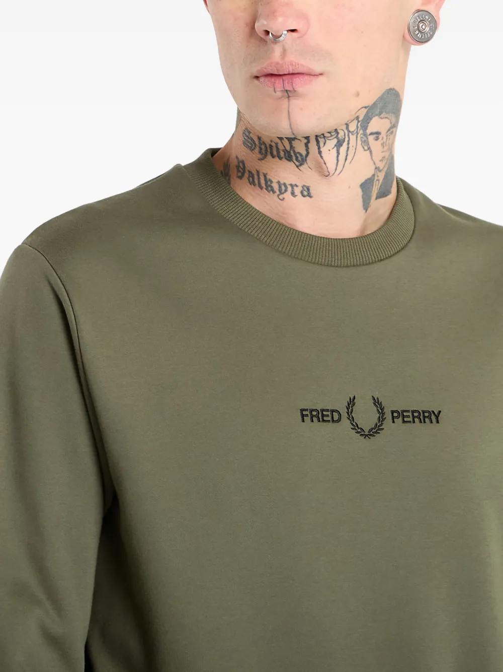 Fred Perry Sweater met geborduurd logo Groen
