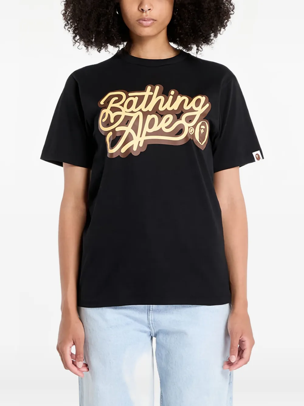 A BATHING APE® x A BATHING APE Script logo Tee T-shirt | Black | Image 1