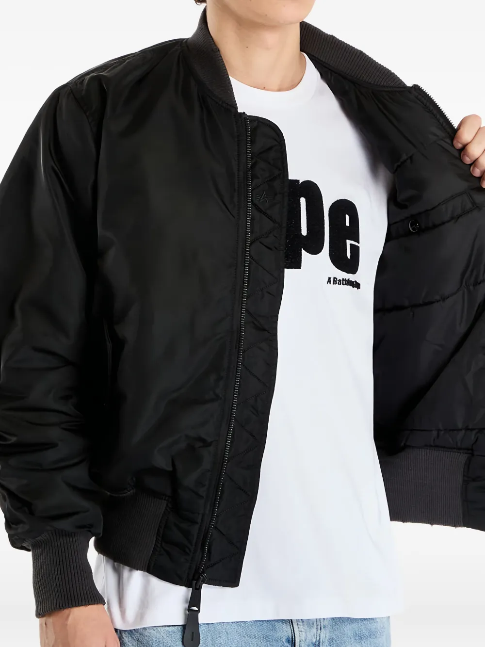 Alpha Industries Ma-1 Distressed Internal Pocket Bomber Jacket In Black