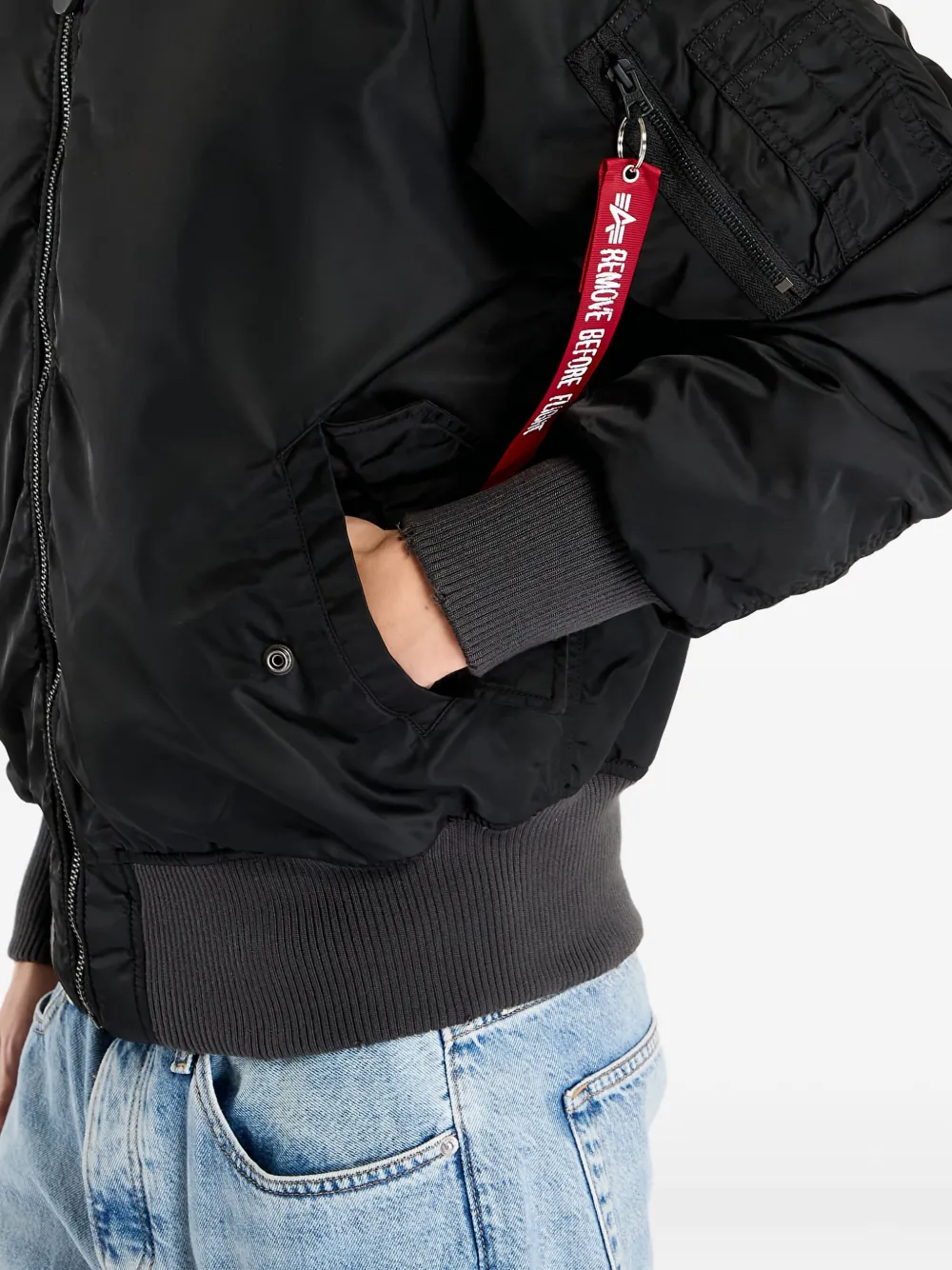 Alpha Industries Ma-1 Distressed Internal Pocket Bomber Jacket In Black