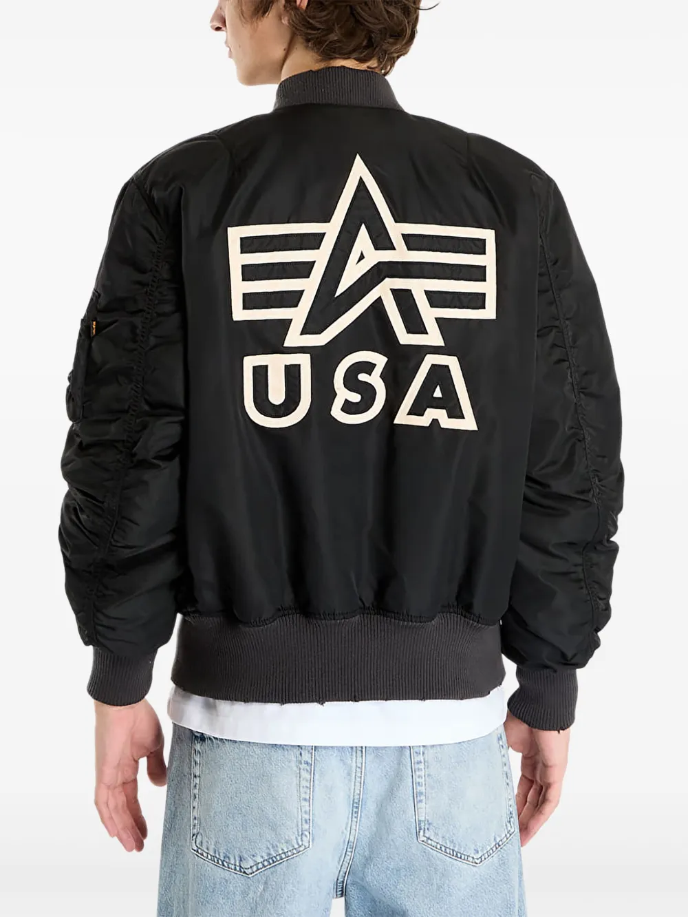 Alpha Industries Ma-1 Distressed Internal Pocket Bomber Jacket In Black