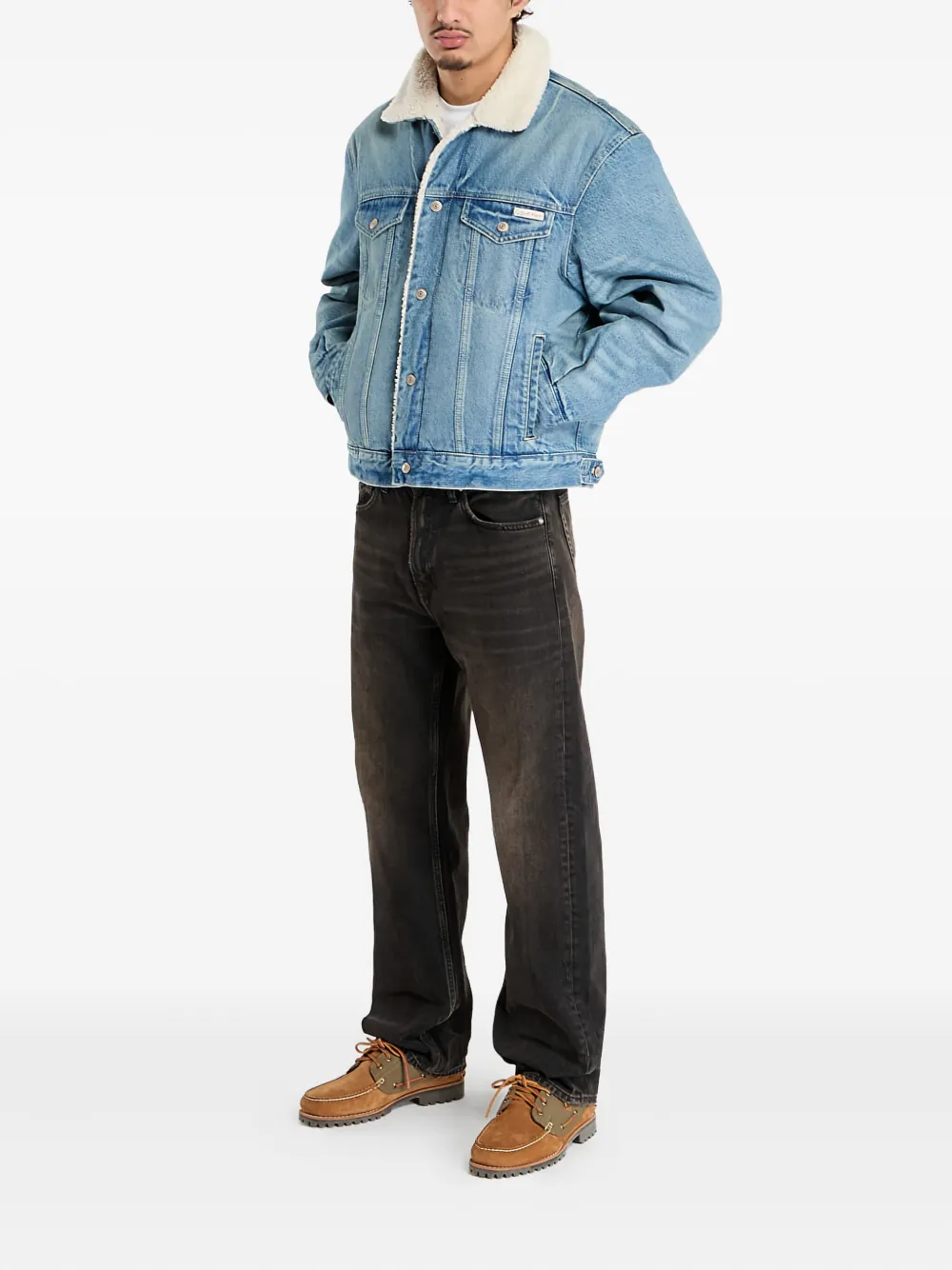 Calvin Klein 90s Sherpa Denim Jacket In Blue