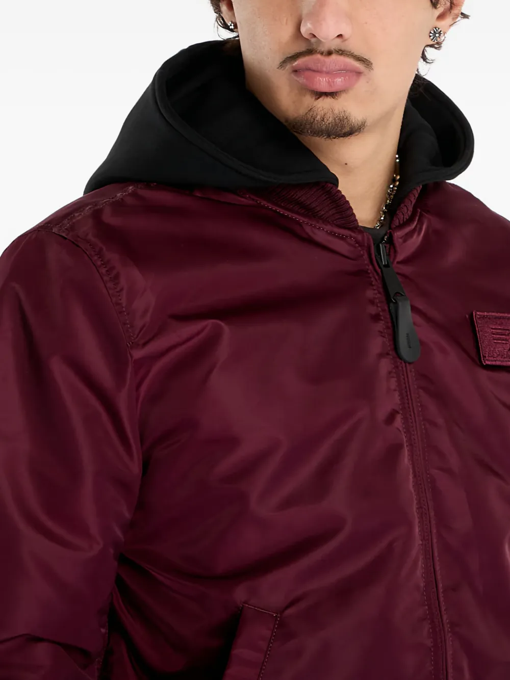 Alpha Industries Zip Hood Backprint MA-1 Jacket Rood