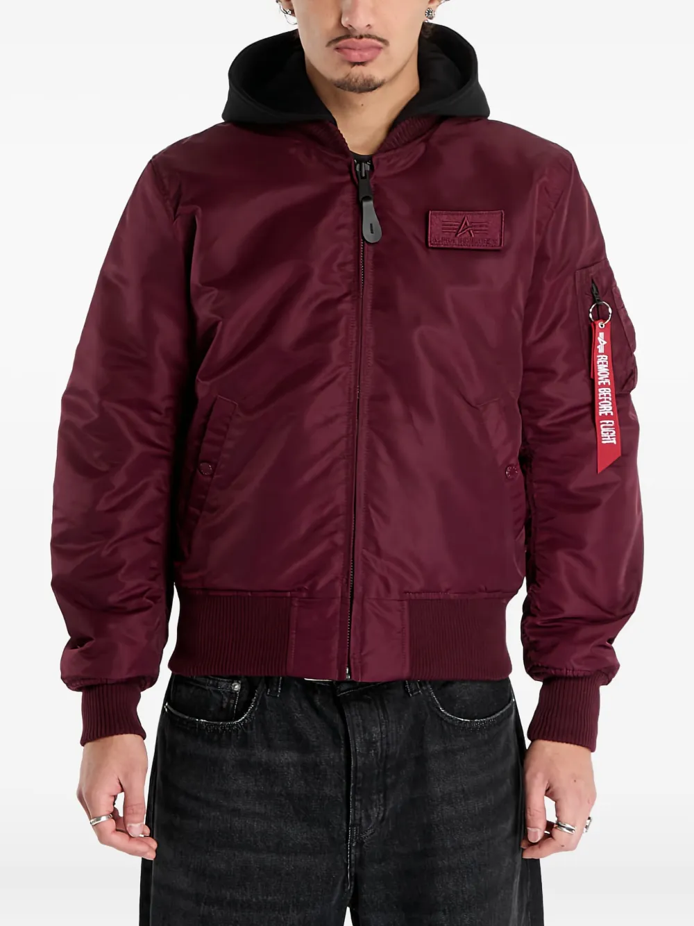 Alpha Industries Zip Hood Backprint MA-1 Jacket Rood