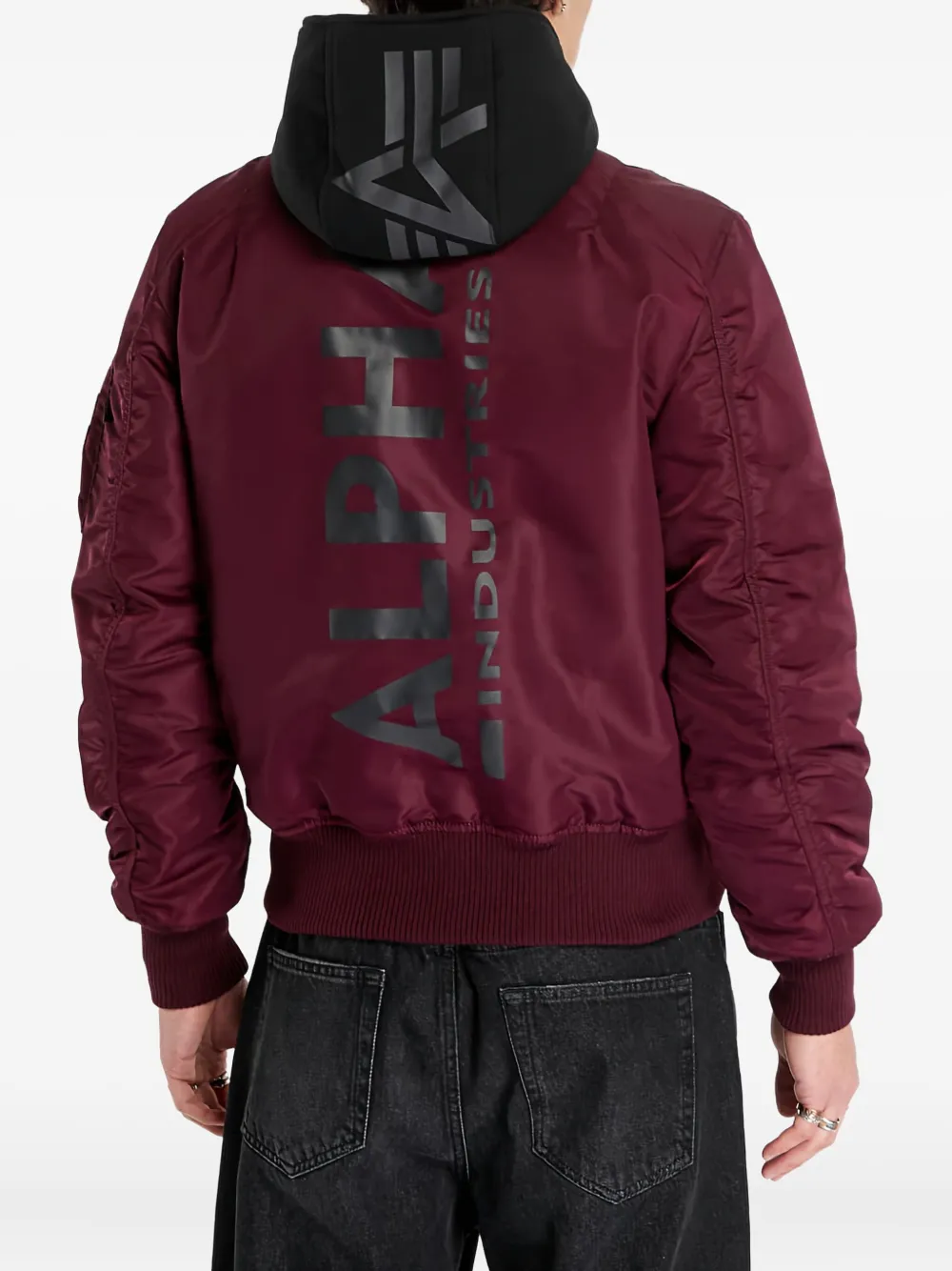 Alpha Industries Zip Hood Backprint MA-1 Jacket Rood