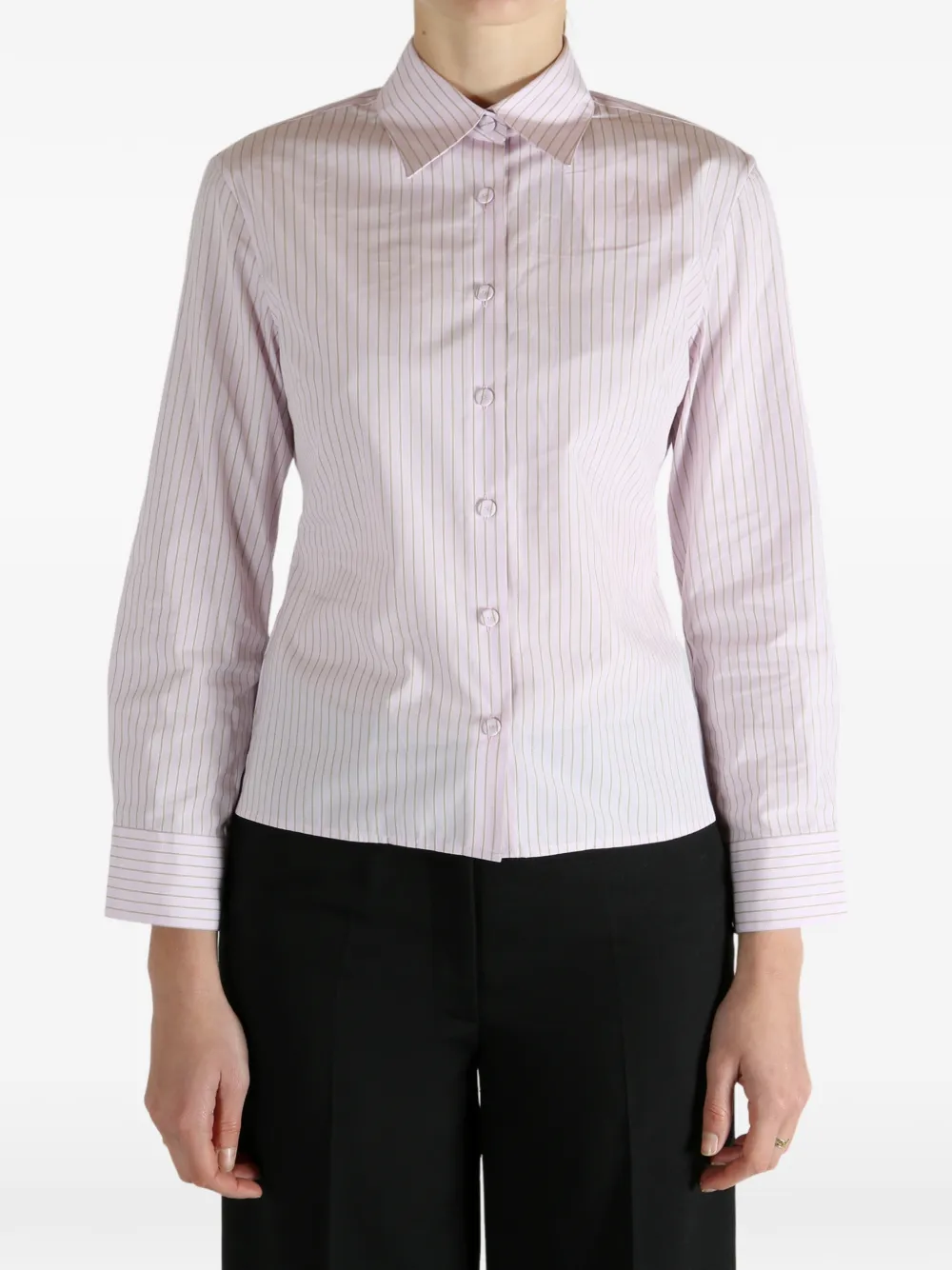 Calvin Klein Striped Buttoned Shirt In Pink