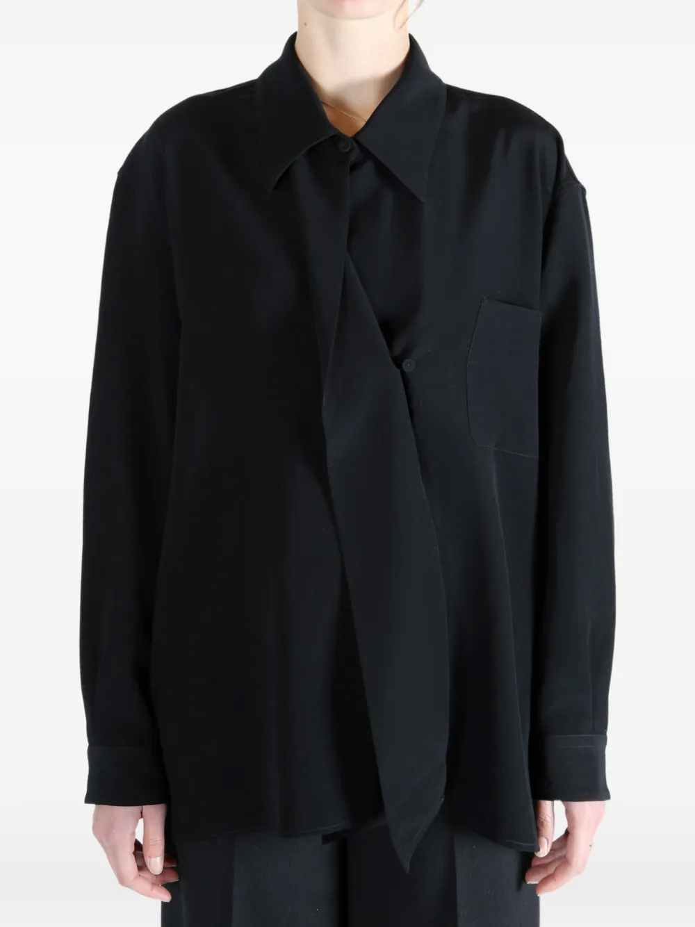 Calvin Klein Pocket Draped Shirt In Black