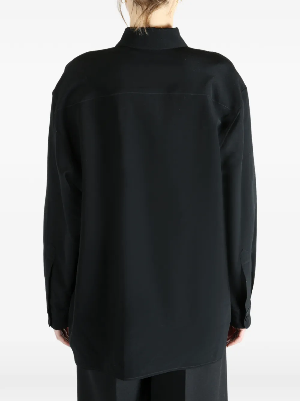 Calvin Klein Pocket Draped Shirt In Black