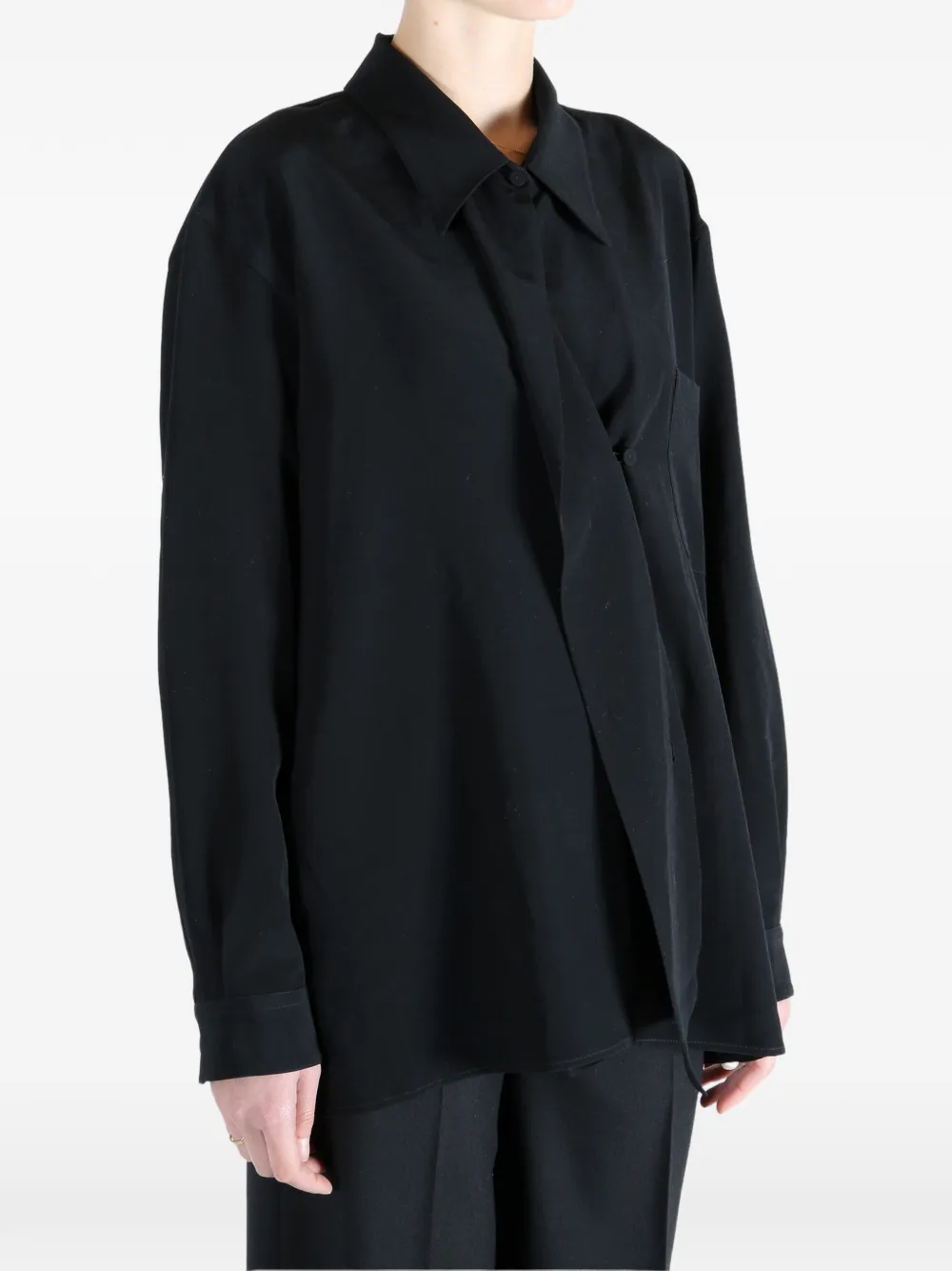 Calvin Klein Pocket Draped Shirt In Black