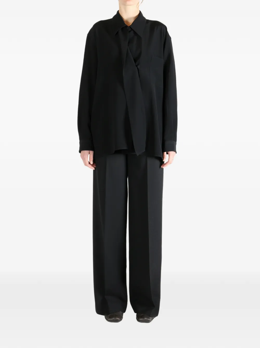 Calvin Klein Pocket Draped Shirt In Black