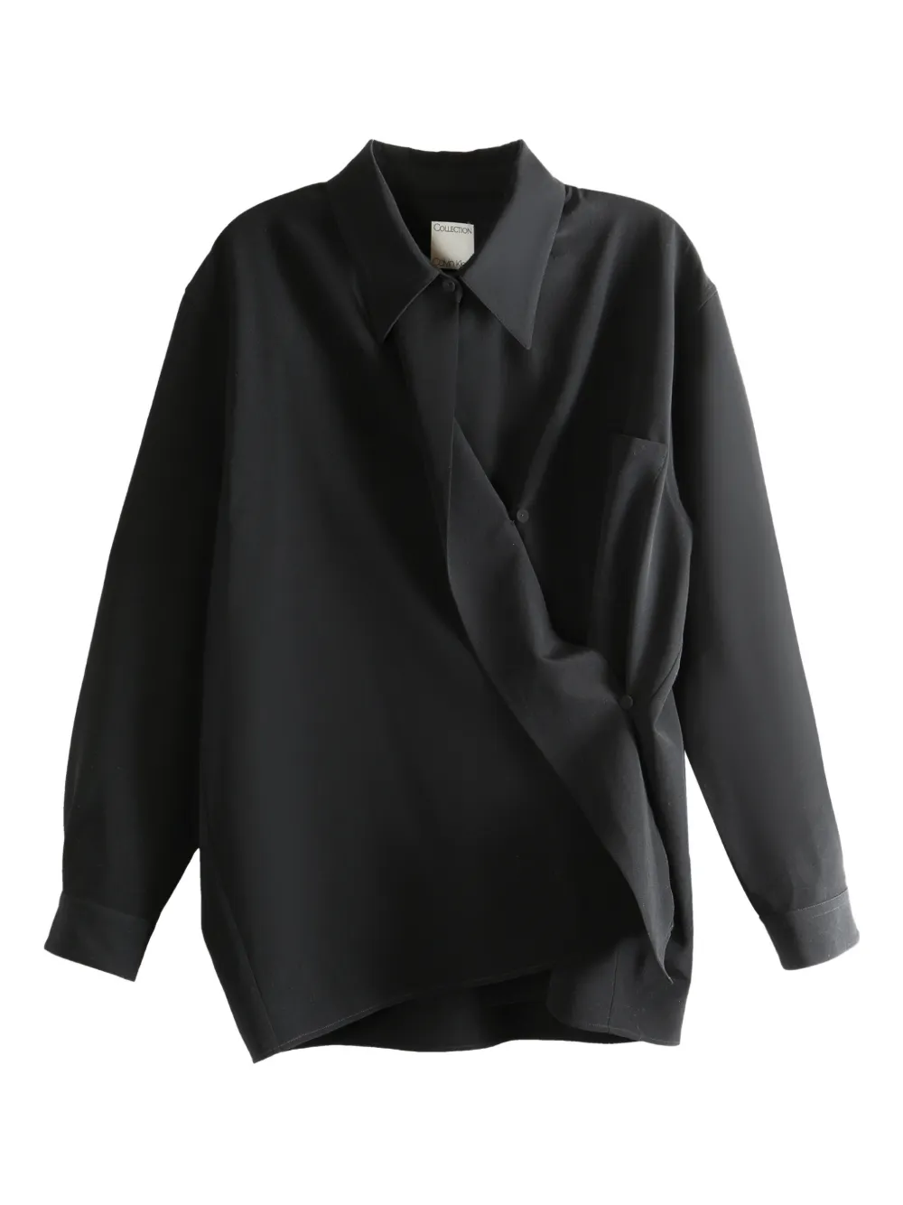 Calvin Klein Pocket Draped Shirt In Black