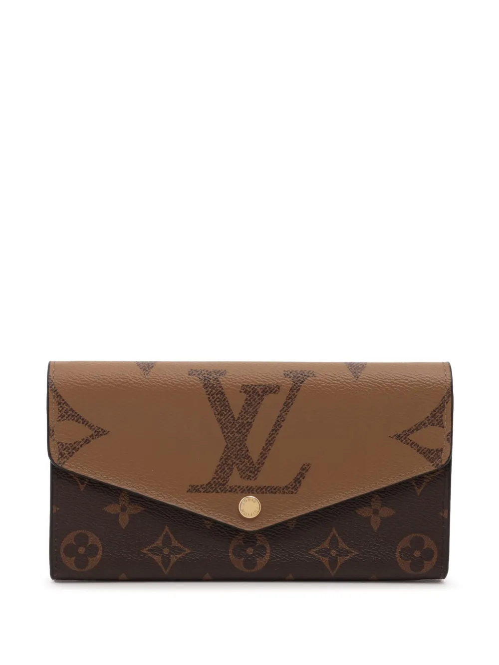 Pre-owned Louis Vuitton 2021-2025 Monogram Sarah Reverse Wallet Long Wallets In Brown
