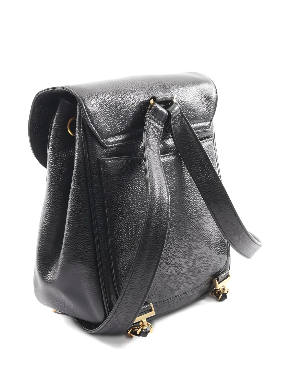 Pre-owned Chanel 1994-1996 Coco Mark Caviar Skin Backpack In Black