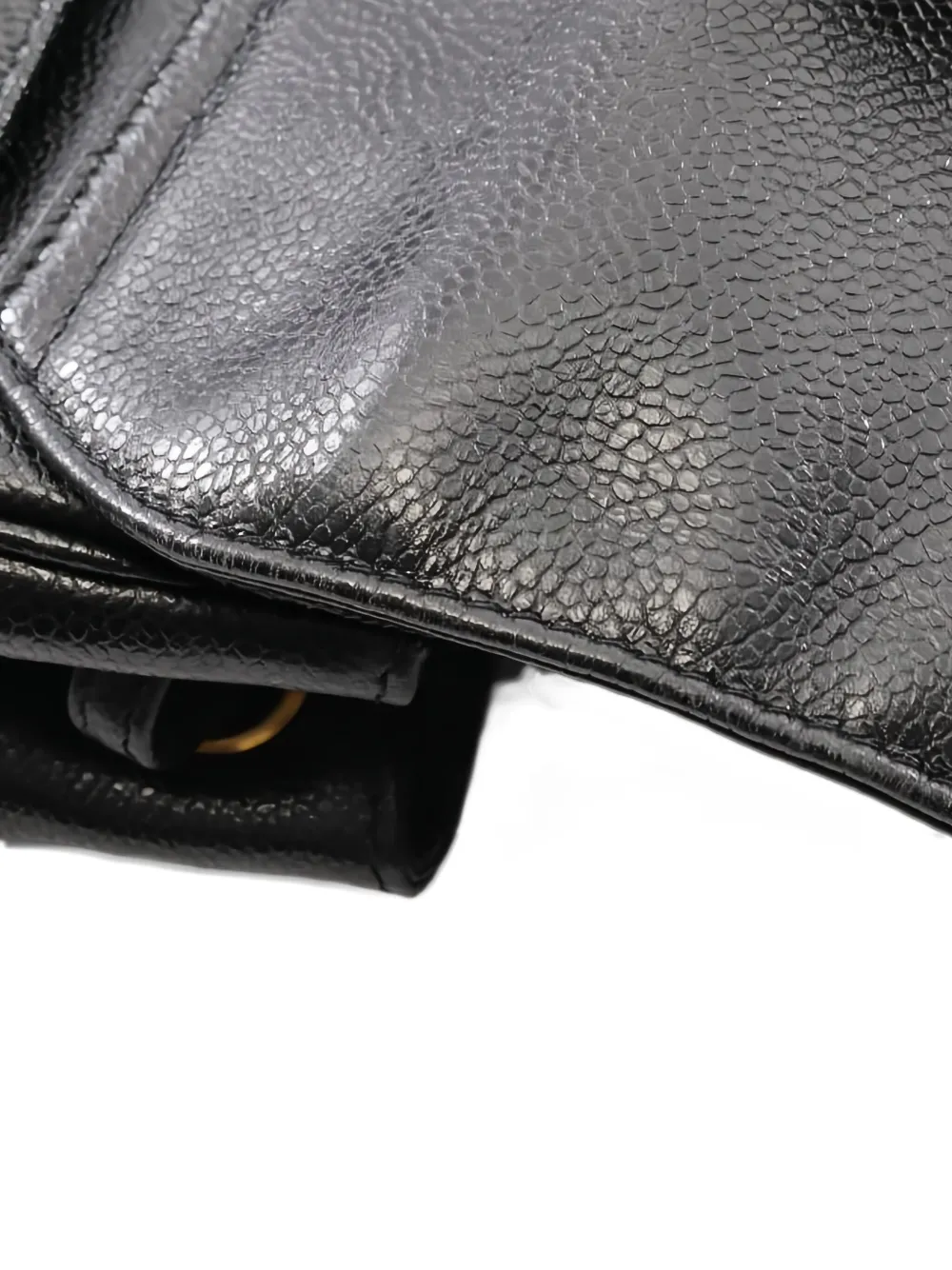 Pre-owned Chanel 1994-1996 Coco Mark Caviar Skin Backpack In Black