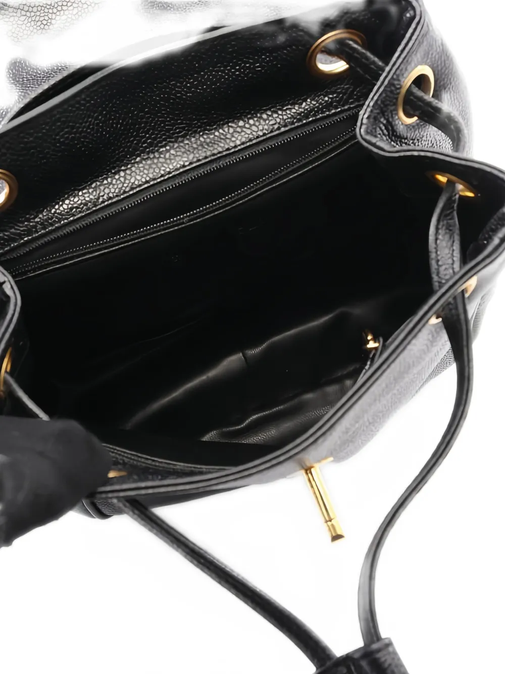 Pre-owned Chanel 1994-1996 Coco Mark Caviar Skin Backpack In Black