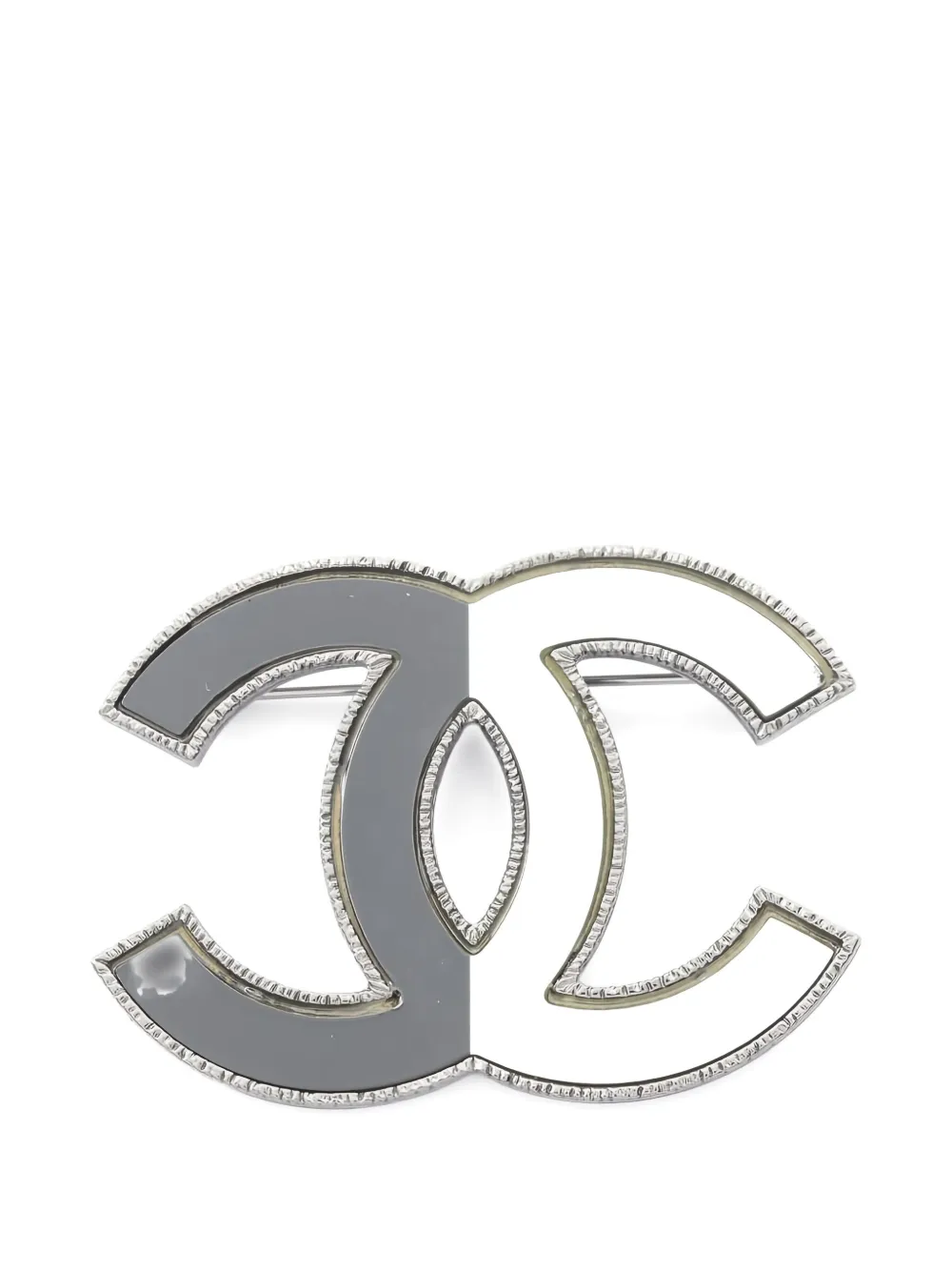 CHANEL Pre-Owned 1986-1988 interlocking-CC brooch - シルバートーン CHANEL Pre-Owned 1986-1988 interlocking-CC brooch - シルバートーン