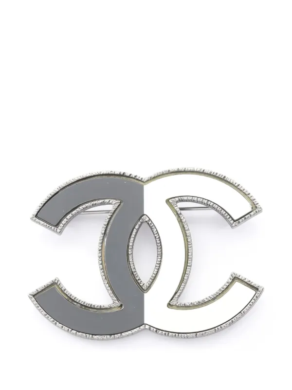 Chanel Pre-owned 1986-1988 Interlocking-cc Brooch in Silver