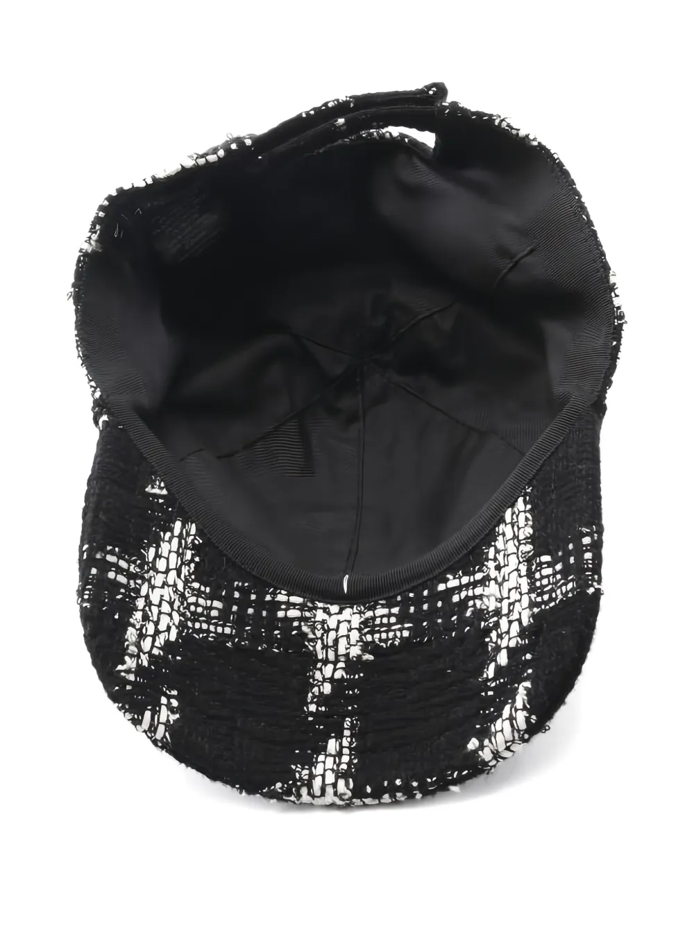 CHANEL Pre-owned 1986-1988 Interlocking-cc Tweed Baseball Cap In Black