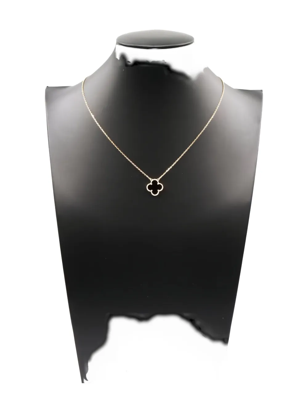 Pre-owned Van Cleef & Arpels 2010s 18k Yellow Gold Vintage Alhambra Onyx Necklace