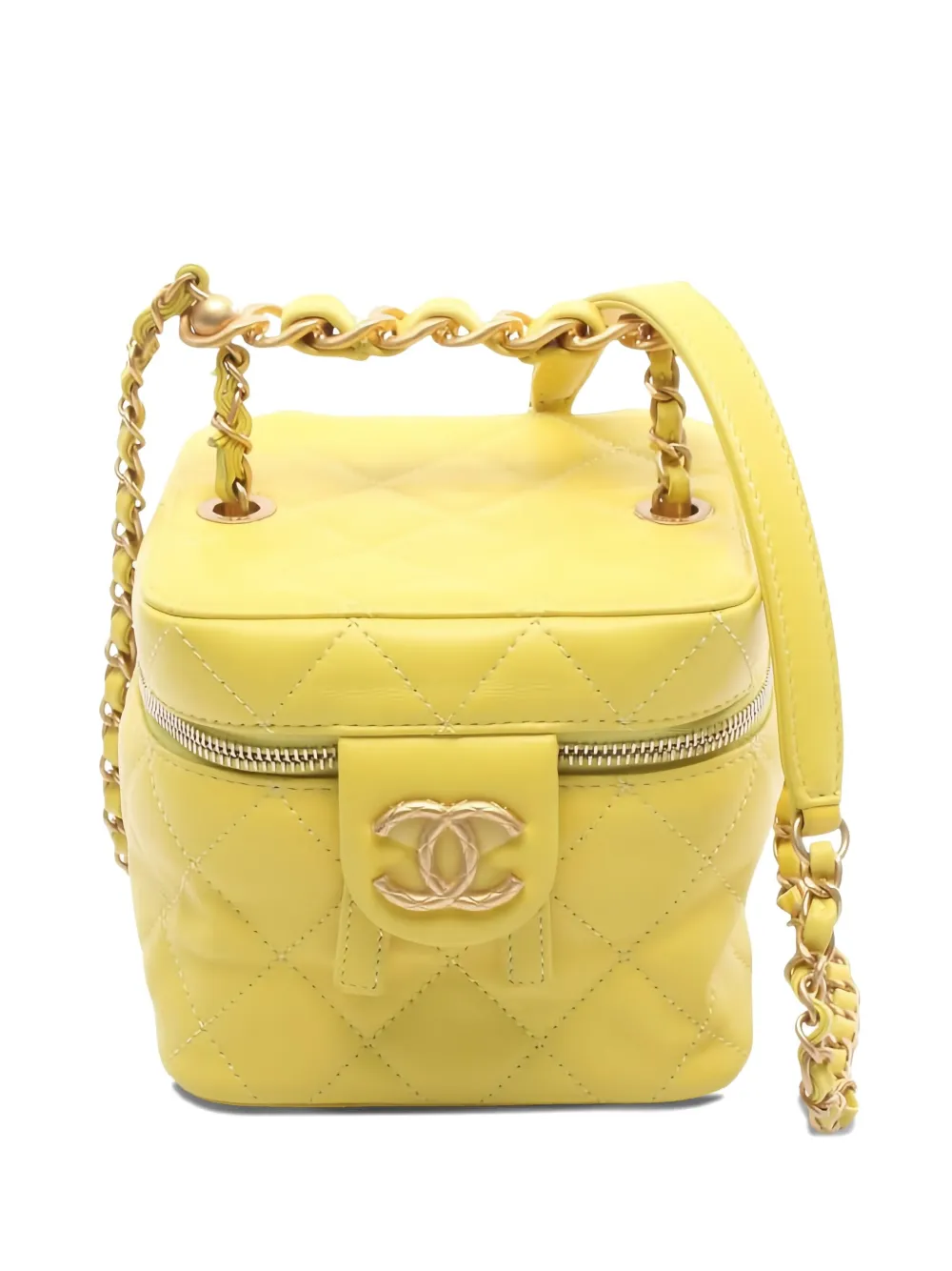 CHANEL Pre-Owned 2021 diamond-quilting vanity bag - イエロー