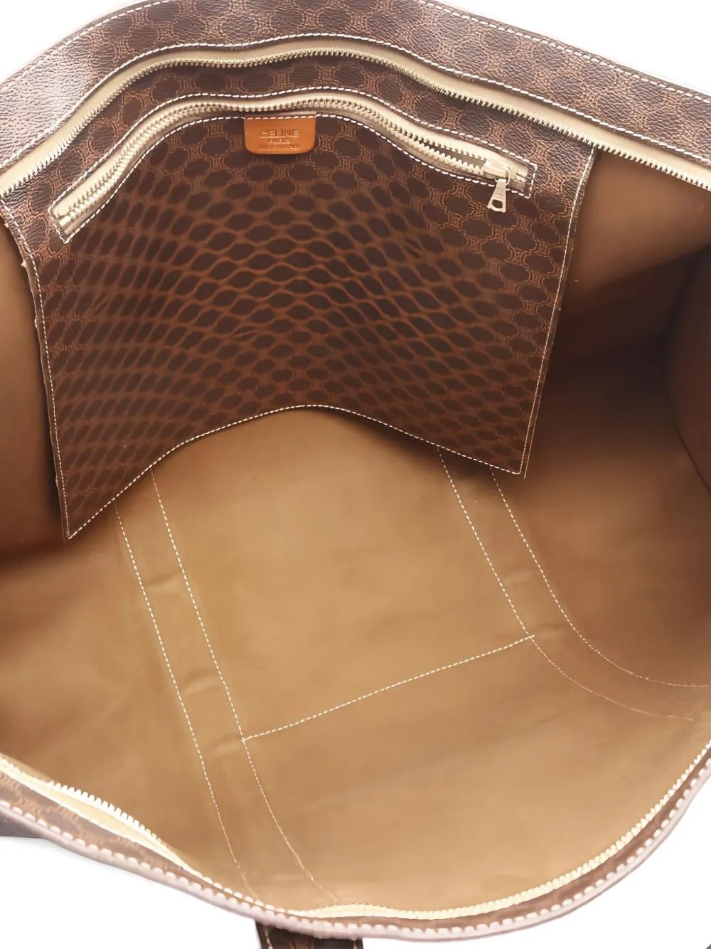 CELINE Pre-owned 2000s Macadam Zip Shoulder Bag In Brown