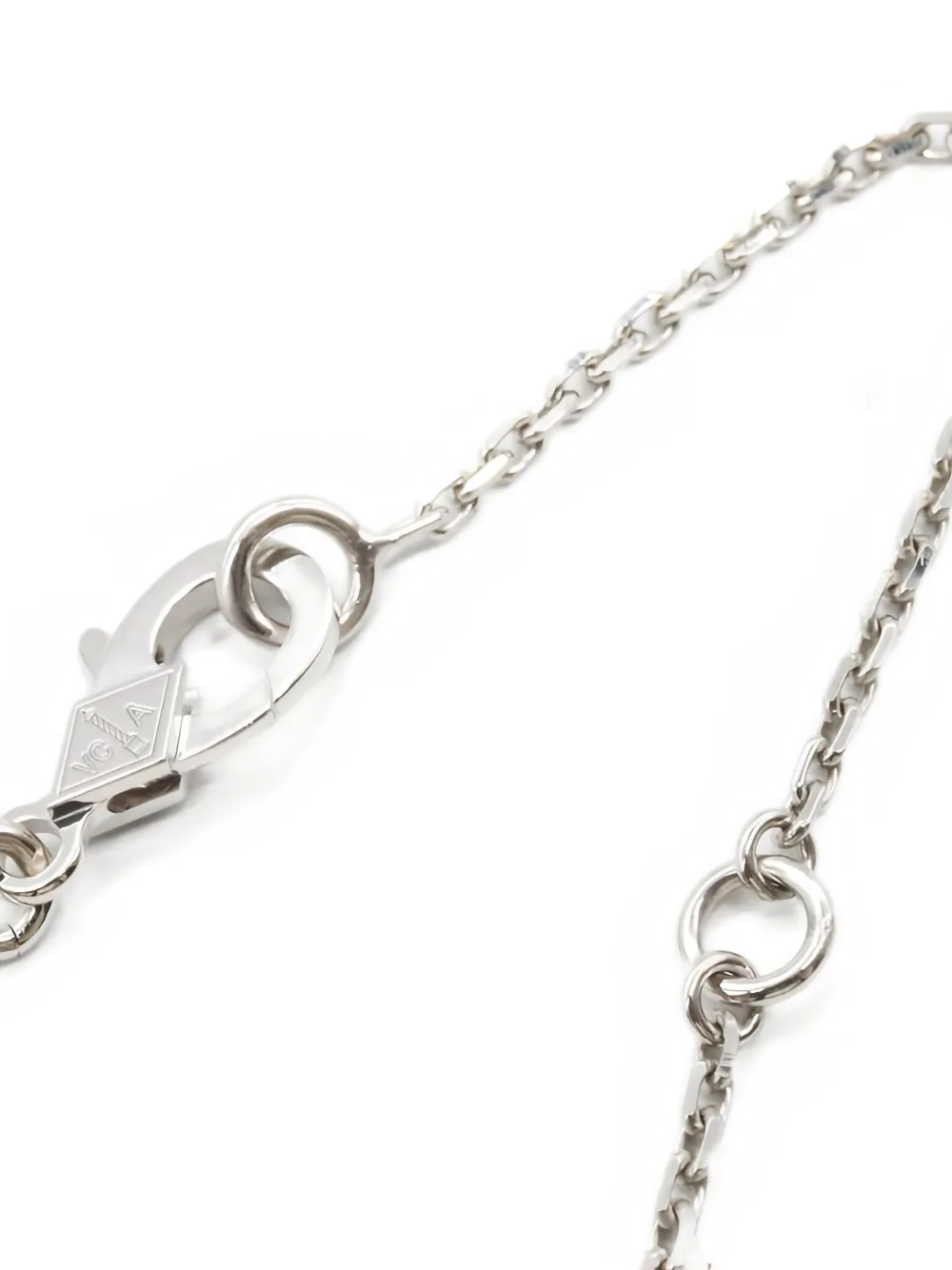 Pre-owned Van Cleef & Arpels 2010s 18k White And Rose Gold Vintage Alhambra Diamond Necklace In Silver