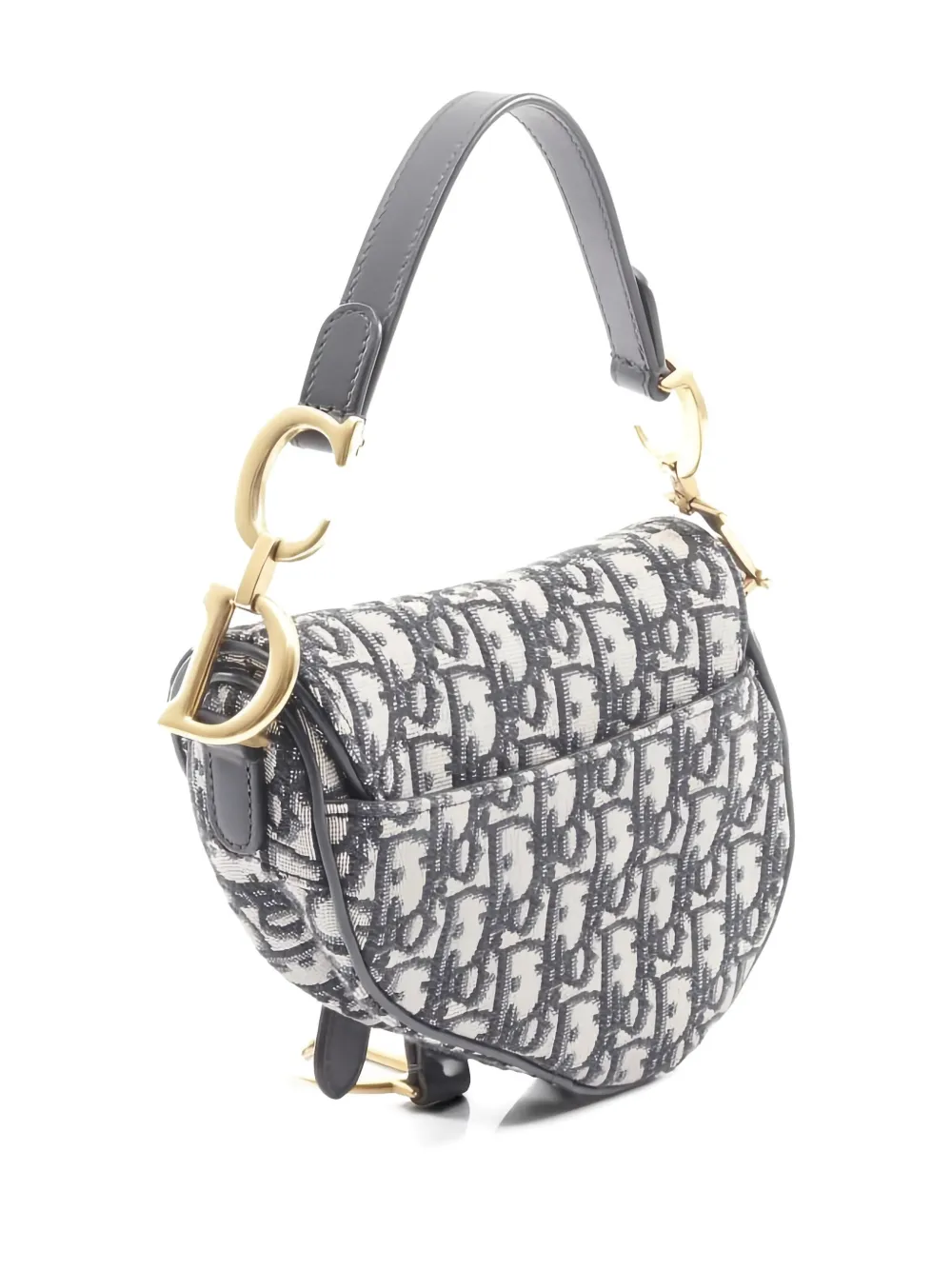 Pre-owned Dior 2010s Mini Saddle Jacquard Shoulder Bag In Neutral