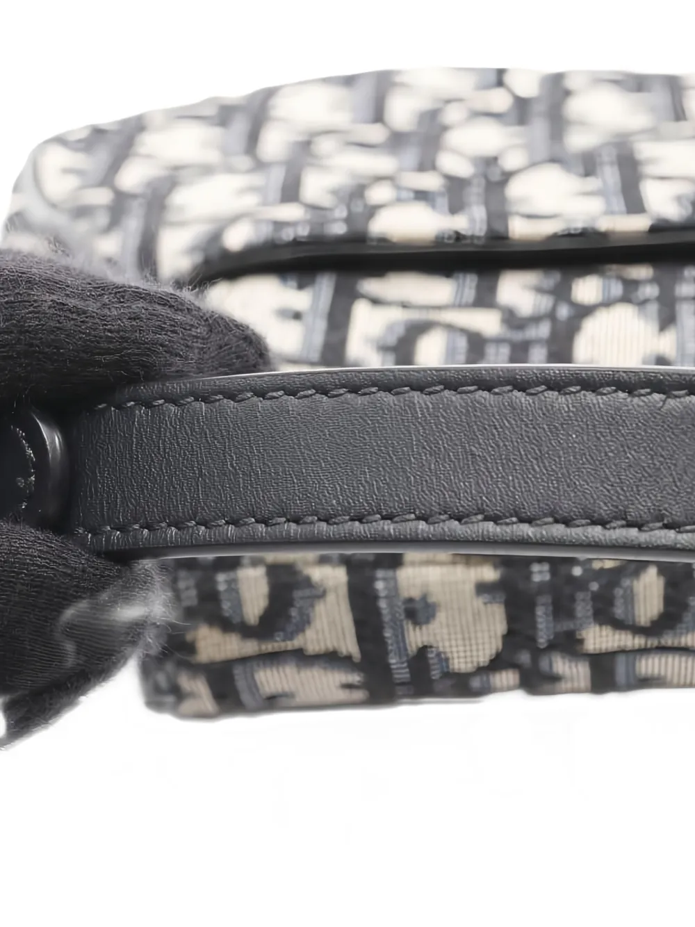 Pre-owned Dior 2010s Mini Saddle Jacquard Shoulder Bag In Neutral