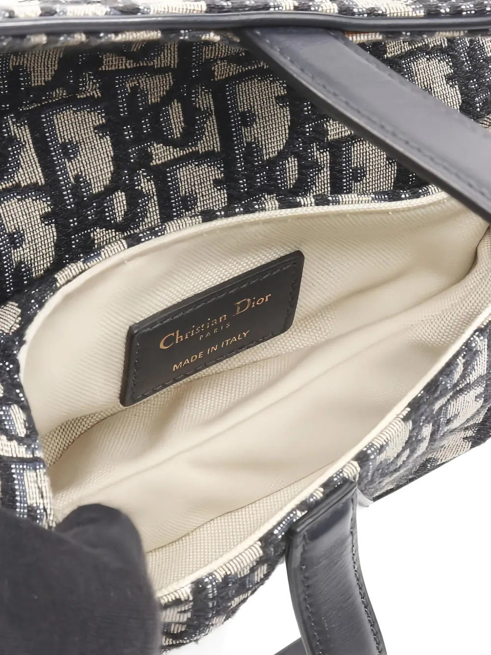 Pre-owned Dior 2010s Mini Saddle Jacquard Shoulder Bag In Neutral