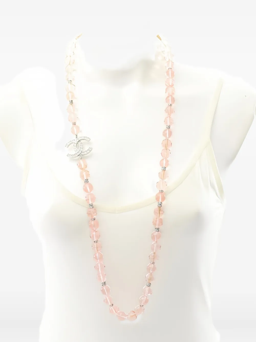 CHANEL Pre-owned 1986-1988 Coco Mark Rhinestone Necklace In Pink