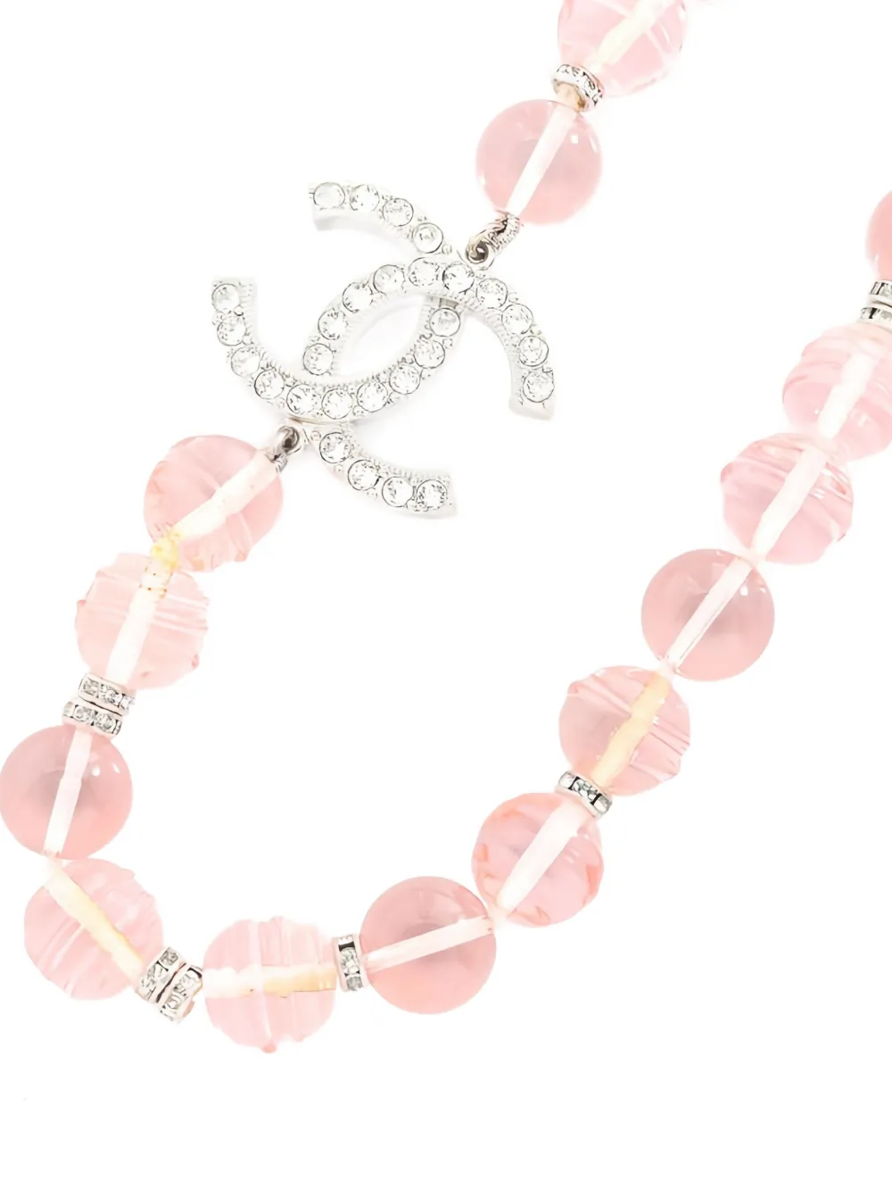 CHANEL Pre-owned 1986-1988 Coco Mark Rhinestone Necklace In Pink