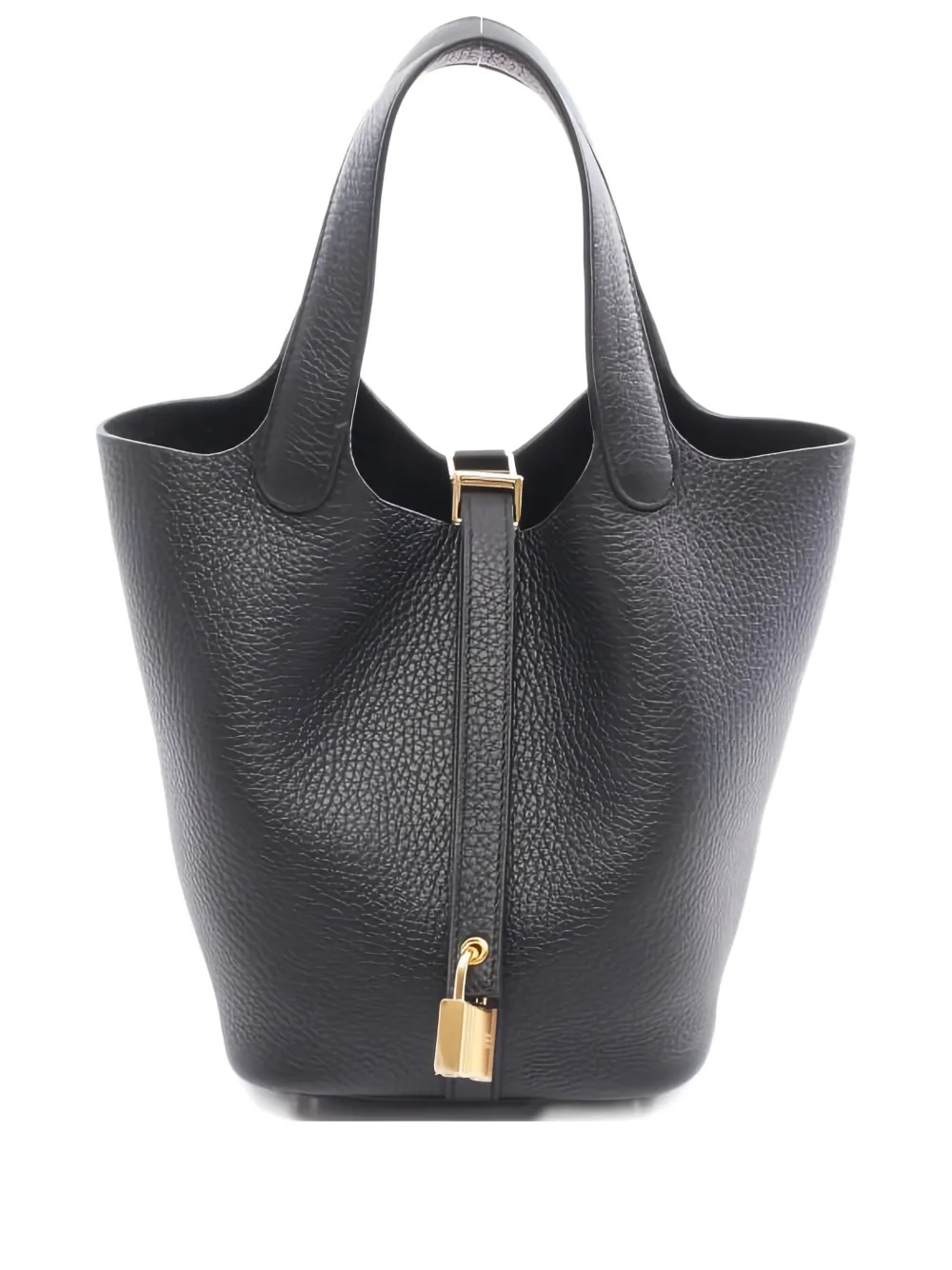 Pre-owned Hermes 2025 Picotan Lock Pm Leather Tote Bag In Black