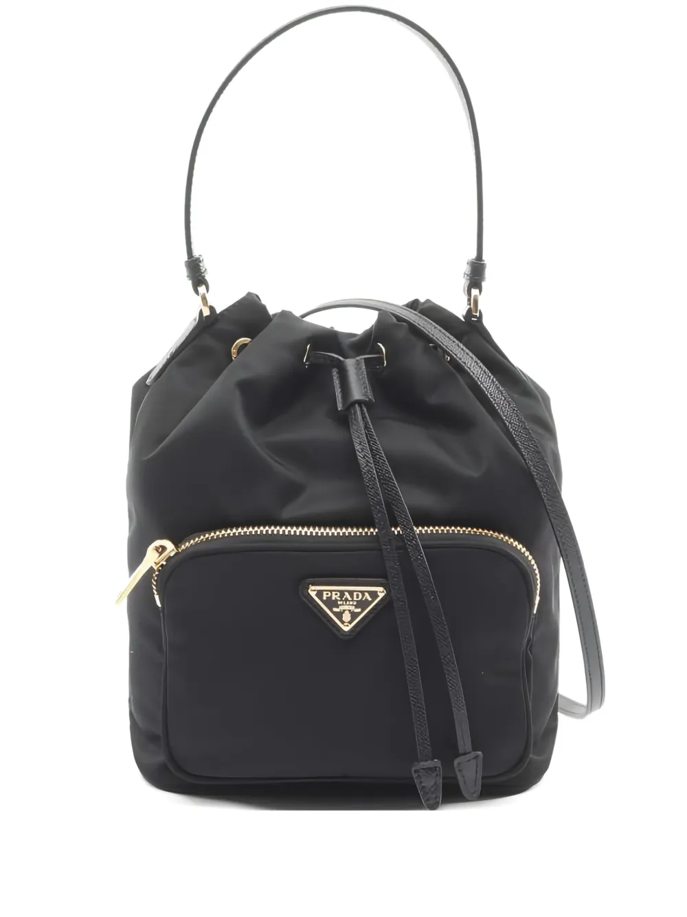 Prada Pre-Owned 2020a Duet drawstring zip bucket bag - ブラック Prada Pre-Owned 2020a Duet drawstring zip bucket bag - ブラック
