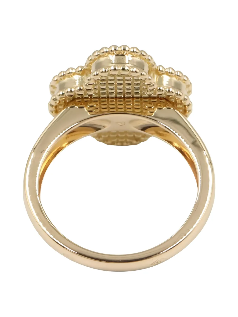 VAN CLEEF & ARPELS Pre-owned 2010s 18k Yellow Gold Alhambra Diamond Onyx Ring