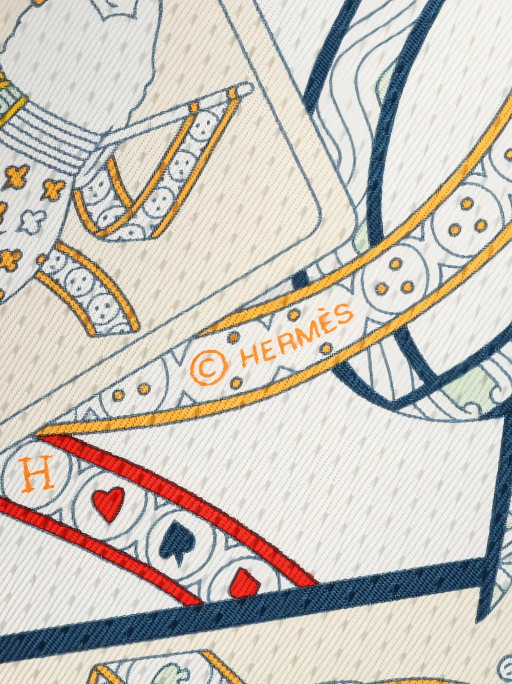 Pre-owned Hermes 2020s Dame De Coeur Silk Scarf In White