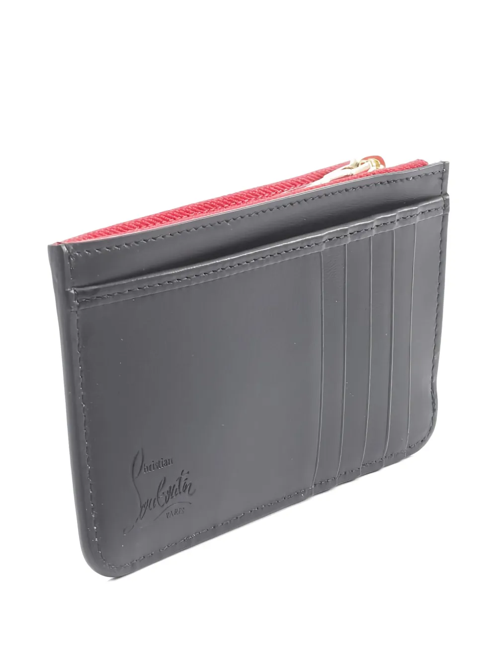 CHRISTIAN LOUBOUTIN Pre-owned 2020s Zipped Leather Card Holder In Black