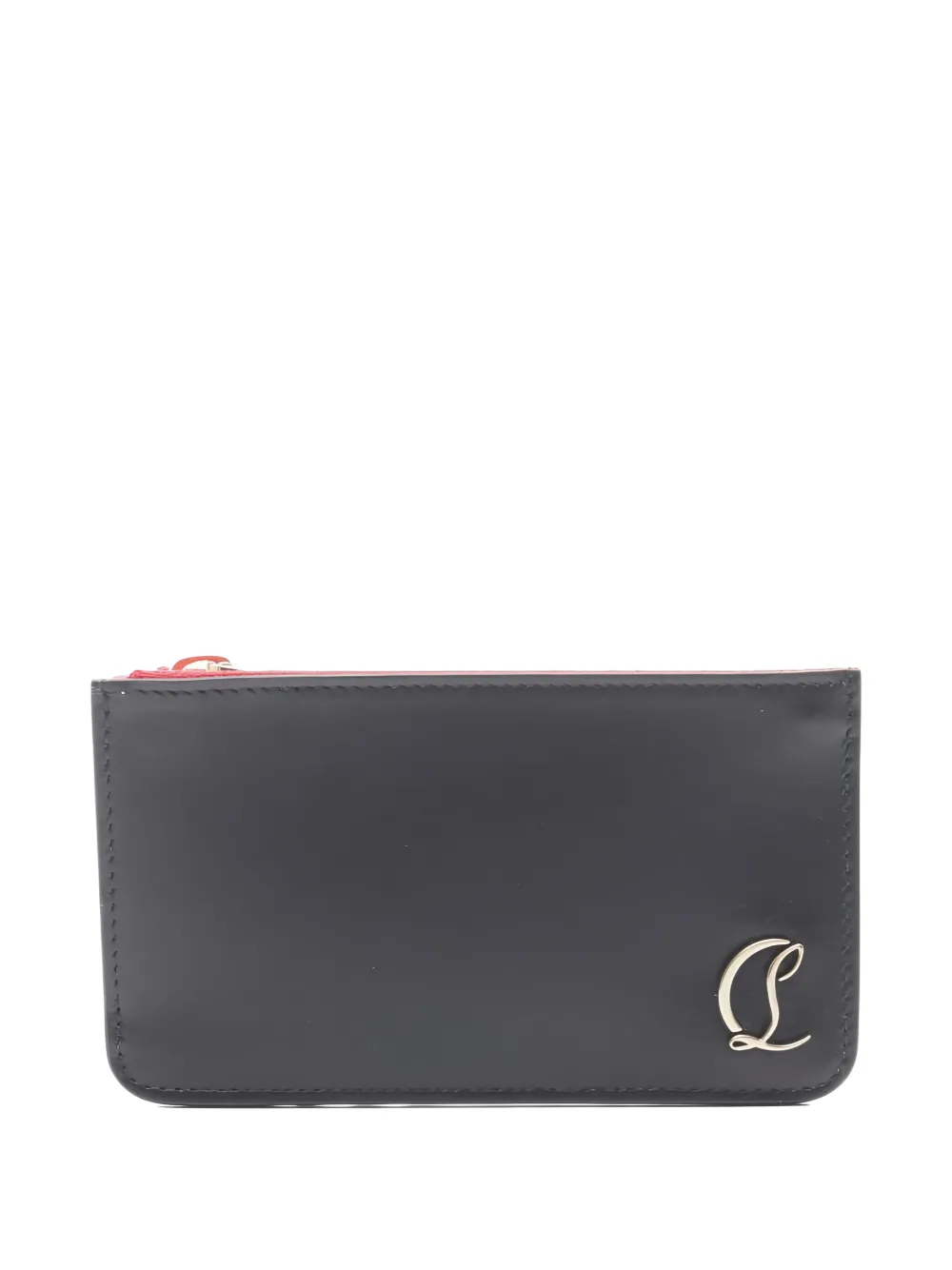 CHRISTIAN LOUBOUTIN Pre-owned 2020s Zipped Leather Card Holder In Black
