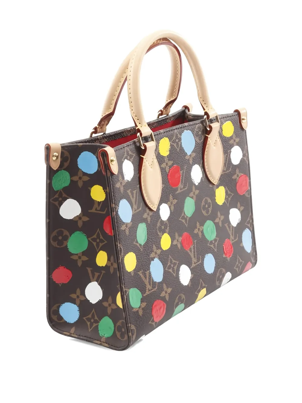 Pre-owned Louis Vuitton X Yayoi Kusama 2010s On-the-go Pm Polka Dot Tote Bag In Brown