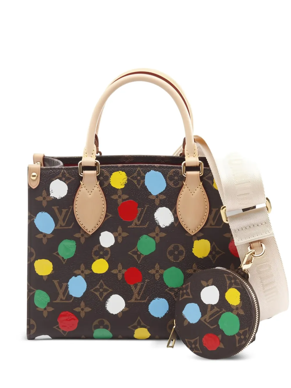Louis Vuitton Pre-Owned x yayoi kusama 2010s  On-the-Go PM polka dot tote bag | Brown | Image 1