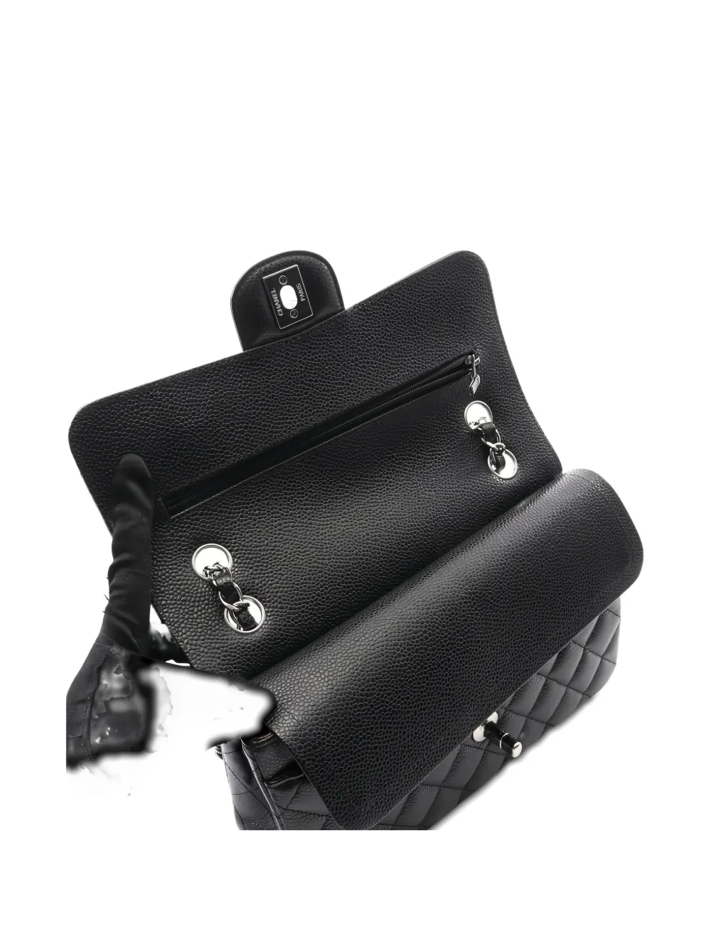 Pre-owned Chanel 2020-2021 Double Flap Shoulder Bag In Black