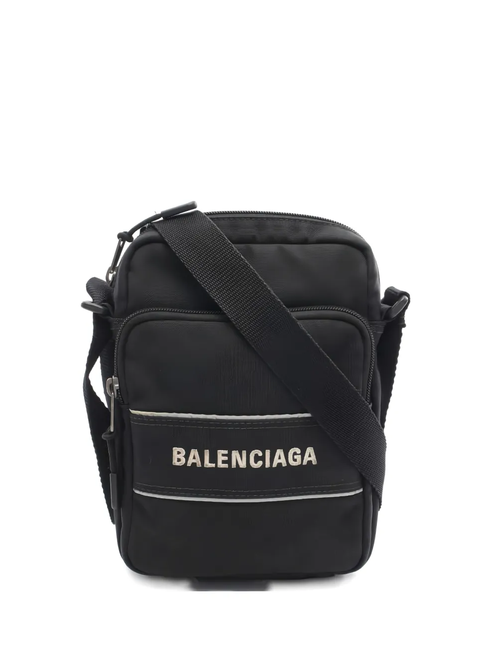 Pre-owned Balenciaga 2000s Logo-print Messenger Bag In Black