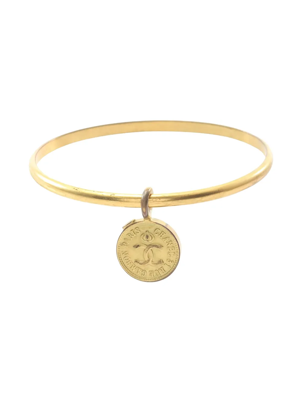 Pre-owned Chanel 1986-1988 Coco Mark Bangle In Gold