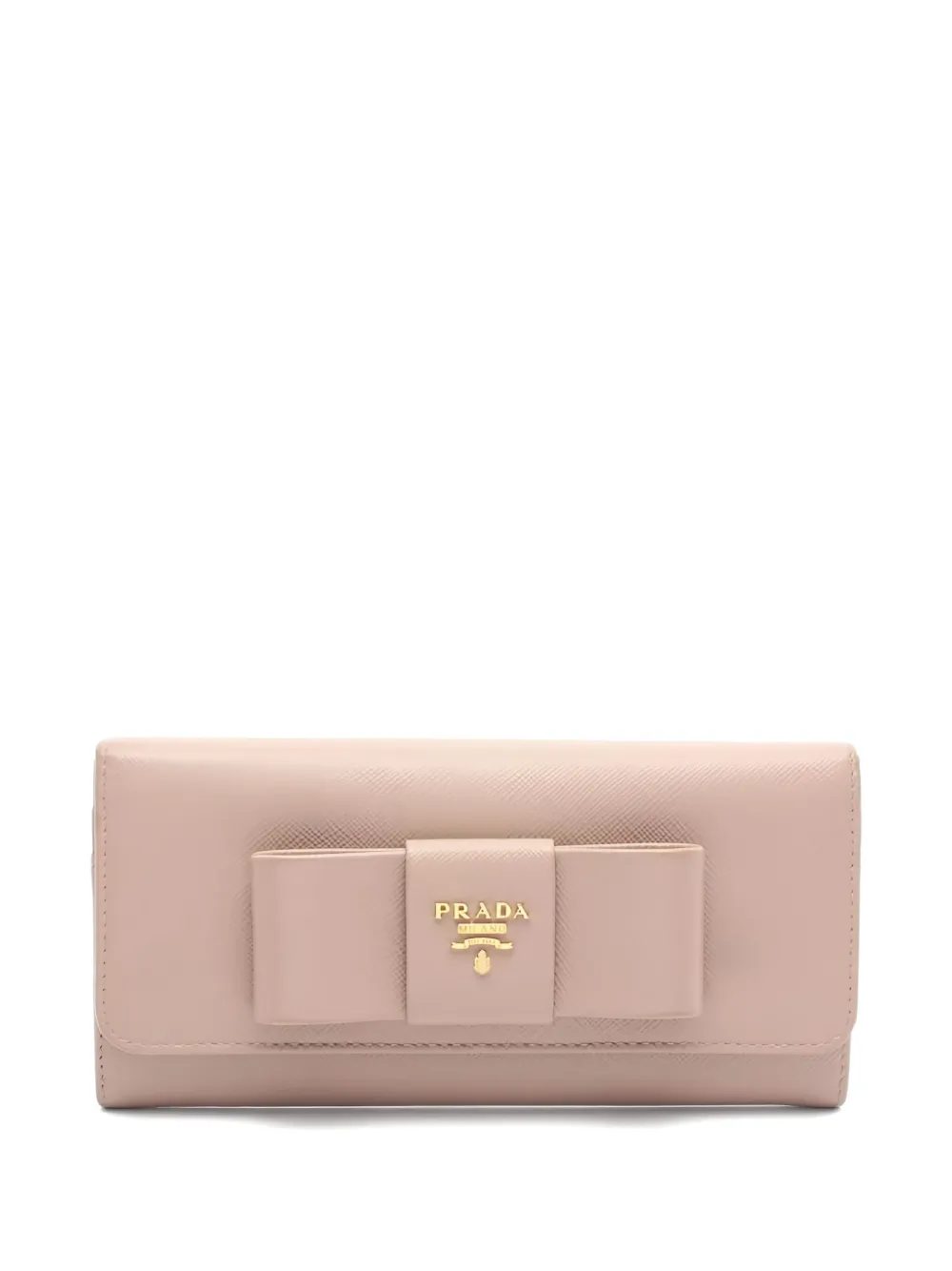 Pre-owned Prada 2000s Saffiano Fiocco Leather Wallet In Pink