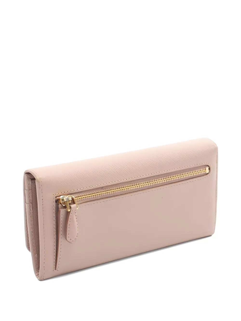 Pre-owned Prada 2000s Saffiano Fiocco Leather Wallet In Pink