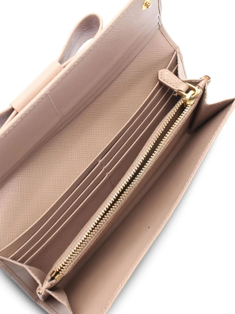 Pre-owned Prada 2000s Saffiano Fiocco Leather Wallet In Pink